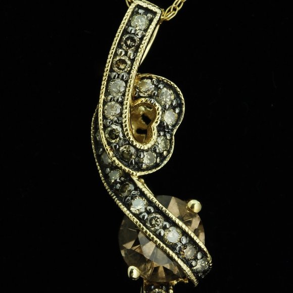 Levian / Heart necklace with caged Smoky & Chocolate Diamond / 14K gold